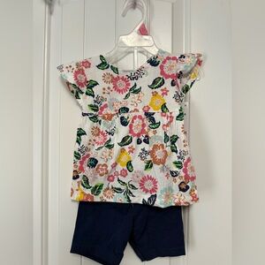 Carter's Floral Short Sleeve Tee And Shorts, 18 months, NWT
